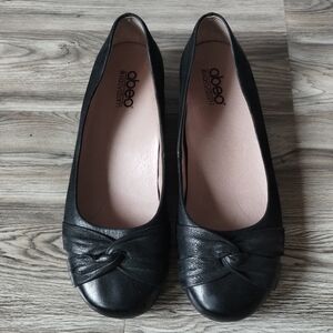 ABEO B.I.O. Terrie Black Leather Ballet Flat Comfort Slip On Size 6 Narrow